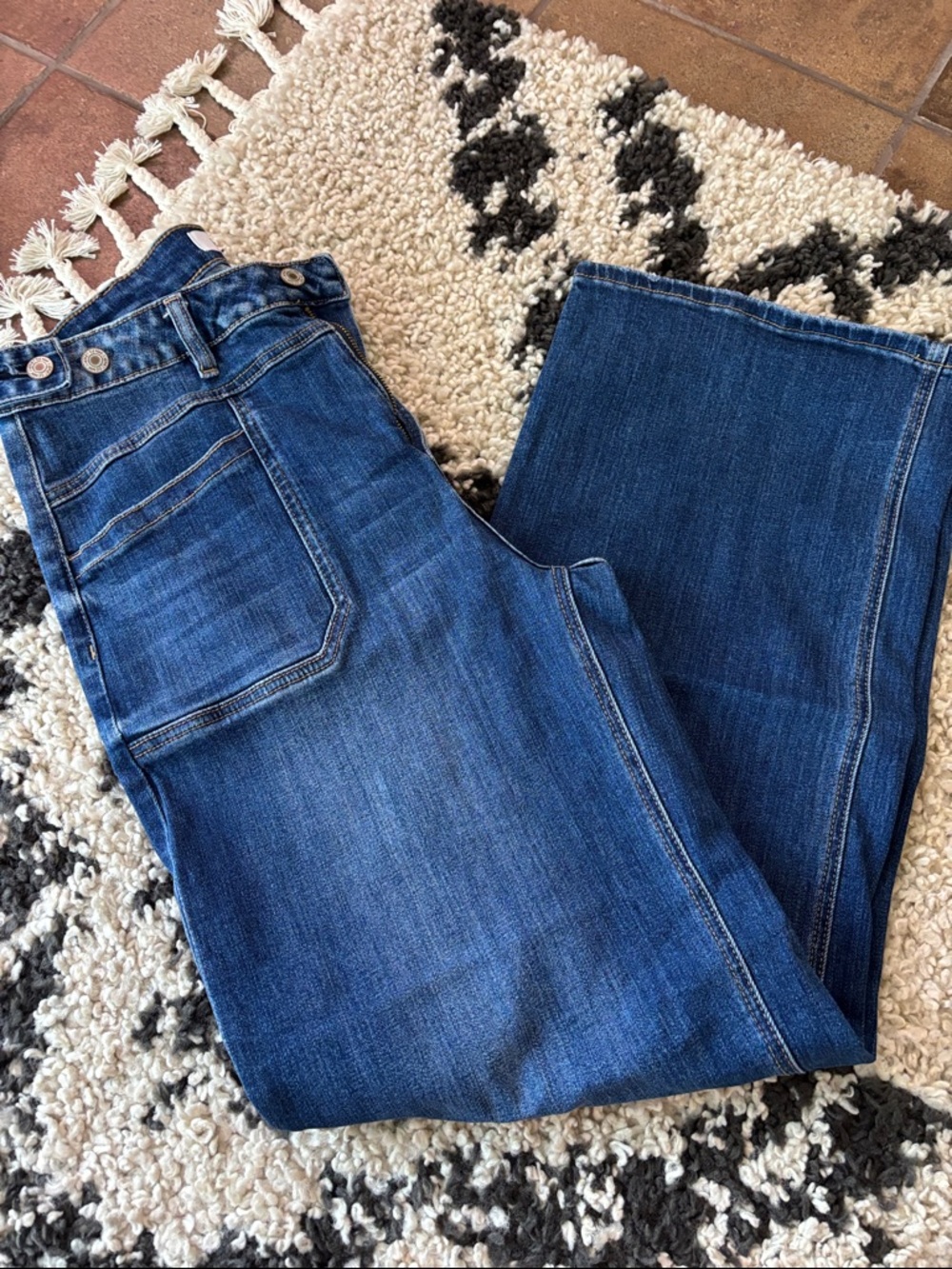 VERVET BY FLYING MONKEY Dark Indigo Wide-Leg Jeans